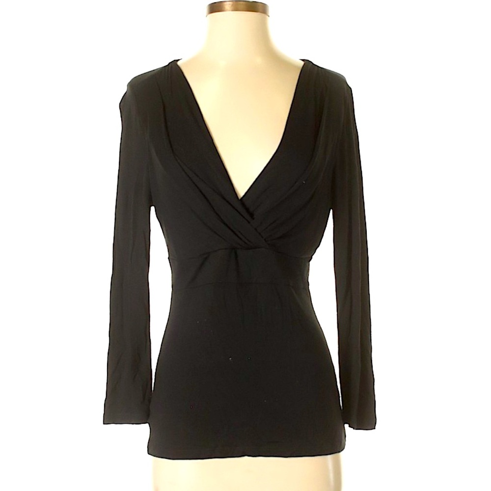 Ann Taylor Long Sleeve Deep V-Neck Blouse